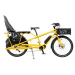 yuba bikes electric mundo yellow bread basket yepp seat